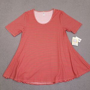 Lularoe Dress Perfect T Top Womens Small Red‎ Striped Stretch